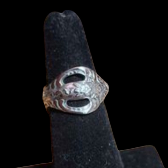 Boho Tea Spoon Ring Hand Forged Size 4.5 - Picture 1 of 4